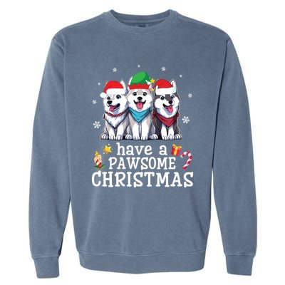 Siberian Husky Dogs Merry Mom Dad Have A Pawsome Christmas Cute Gift Garment-Dyed Sweatshirt