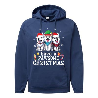 Siberian Husky Dogs Merry Mom Dad Have A Pawsome Christmas Cute Gift Performance Fleece Hoodie