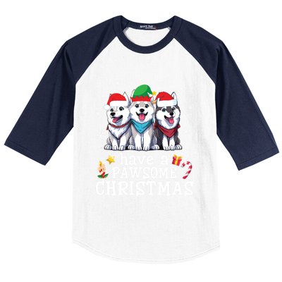 Siberian Husky Dogs Merry Mom Dad Have A Pawsome Christmas Cute Gift Baseball Sleeve Shirt