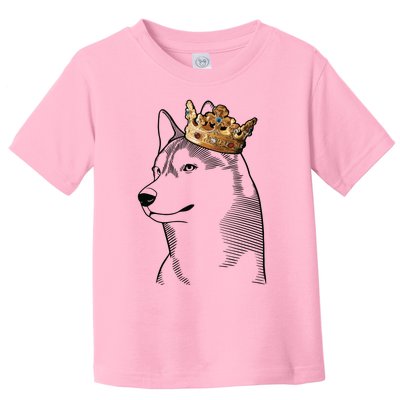 Siberian Husky Dog Wearing Crown Toddler T-Shirt