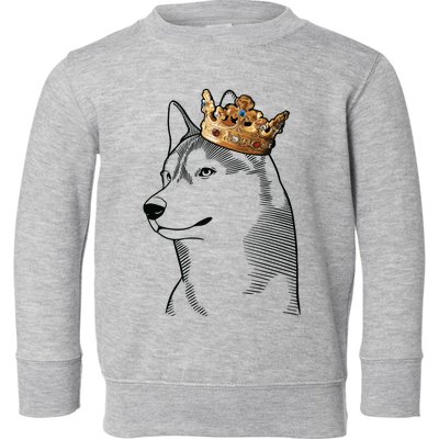 Siberian Husky Dog Wearing Crown Toddler Sweatshirt