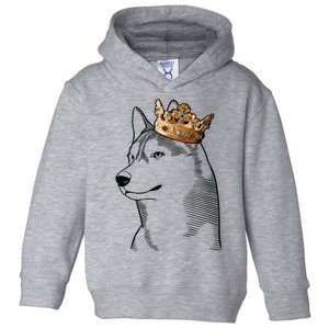 Siberian Husky Dog Wearing Crown Toddler Hoodie