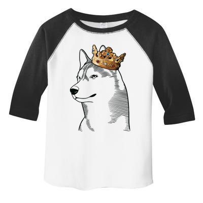 Siberian Husky Dog Wearing Crown Toddler Fine Jersey T-Shirt