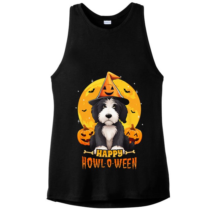 Sheepadoodle Halloween Dog Howl O Ween Funny Pet Ladies PosiCharge Tri-Blend Wicking Tank