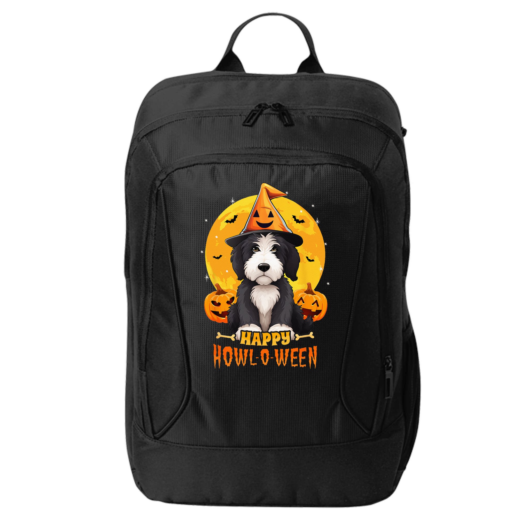 Sheepadoodle Halloween Dog Howl O Ween Funny Pet City Backpack