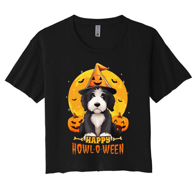 Sheepadoodle Halloween Dog Howl O Ween Funny Pet Crop Top