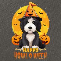 Sheepadoodle Halloween Dog Howl O Ween Funny Pet Cotton Canvas Backpack