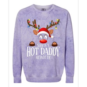 SantaS Hot Daddy Reindeer Funny Xmas Matching Pjs Colorblast Crewneck Sweatshirt