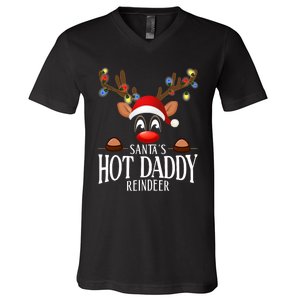 SantaS Hot Daddy Reindeer Funny Xmas Matching Pjs V-Neck T-Shirt