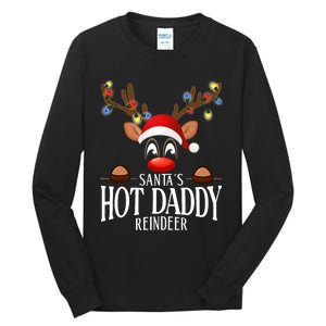 SantaS Hot Daddy Reindeer Funny Xmas Matching Pjs Tall Long Sleeve T-Shirt