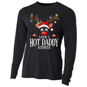 SantaS Hot Daddy Reindeer Funny Xmas Matching Pjs Cooling Performance Long Sleeve Crew