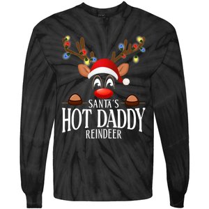 SantaS Hot Daddy Reindeer Funny Xmas Matching Pjs Tie-Dye Long Sleeve Shirt