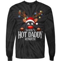 SantaS Hot Daddy Reindeer Funny Xmas Matching Pjs Tie-Dye Long Sleeve Shirt