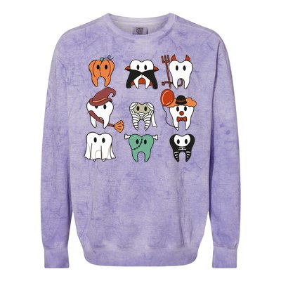 Spooky Halloween Dentist Dental Colorblast Crewneck Sweatshirt