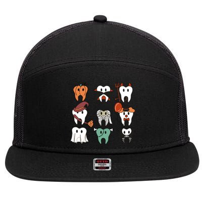 Spooky Halloween Dentist Dental 7 Panel Mesh Trucker Snapback Hat