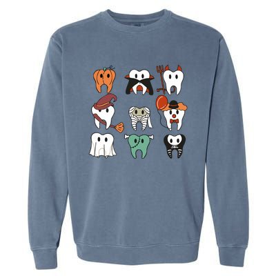 Spooky Halloween Dentist Dental Garment-Dyed Sweatshirt