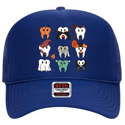 Spooky Halloween Dentist Dental High Crown Mesh Back Trucker Hat