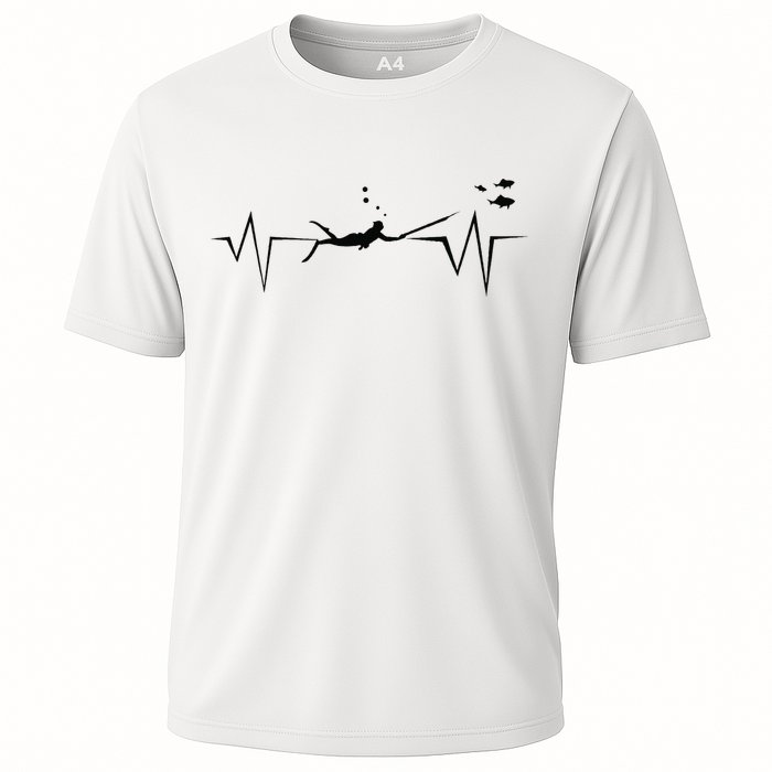Spearfishing Heartbeat Diving Underwater Spear Fish Cooling Performance Crew T-Shirt