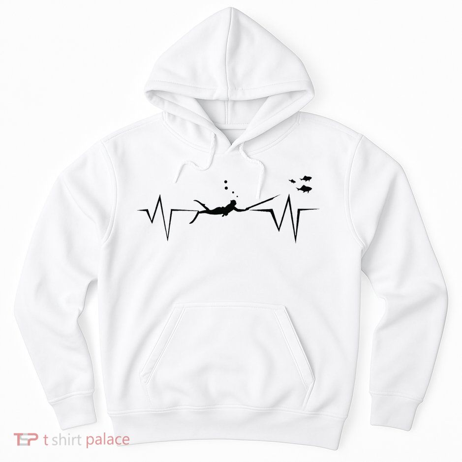 Spearfishing Heartbeat Diving Underwater Spear Fish Hoodie