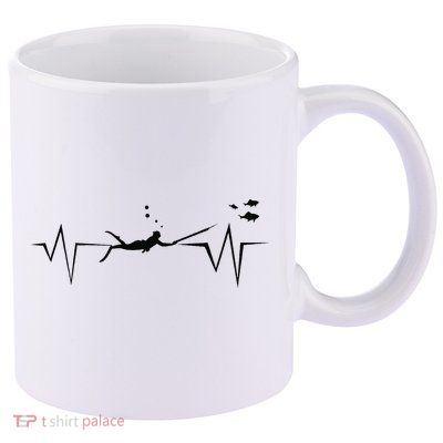 Spearfishing Heartbeat Diving Underwater Spear Fish 11oz C Handle Ceramic Mug