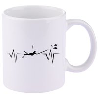 Spearfishing Heartbeat Diving Underwater Spear Fish 11oz C Handle Ceramic Mug