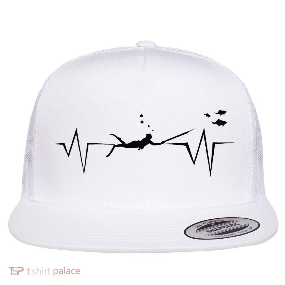 Spearfishing Heartbeat Diving Underwater Spear Fish Flatbill Hat