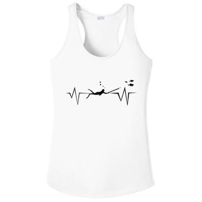 Spearfishing Heartbeat Diving Underwater Spear Fish Ladies PosiCharge Competitor Racerback Tank