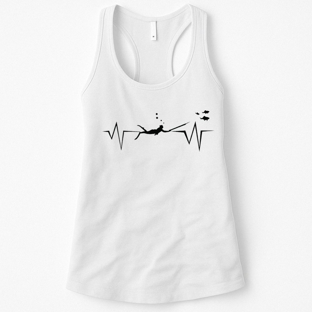 Spearfishing Heartbeat Diving Underwater Spear Fish Womens Tank Top