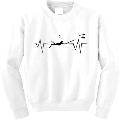 Spearfishing Heartbeat Diving Underwater Spear Fish Kids Sweatshirt