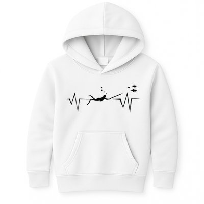 Spearfishing Heartbeat Diving Underwater Spear Fish Kids Hoodie