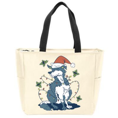 Siberian Husky Dog Christmas Holiday Zip Tote Bag