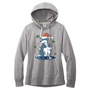 Siberian Husky Dog Christmas Holiday Women's Fleece Hoodie