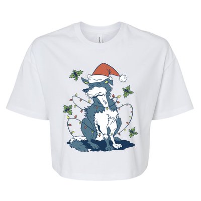 Siberian Husky Dog Christmas Holiday Bella+Canvas Jersey Crop Tee