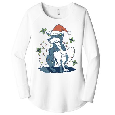 Siberian Husky Dog Christmas Holiday Women's Perfect Tri Tunic Long Sleeve Shirt