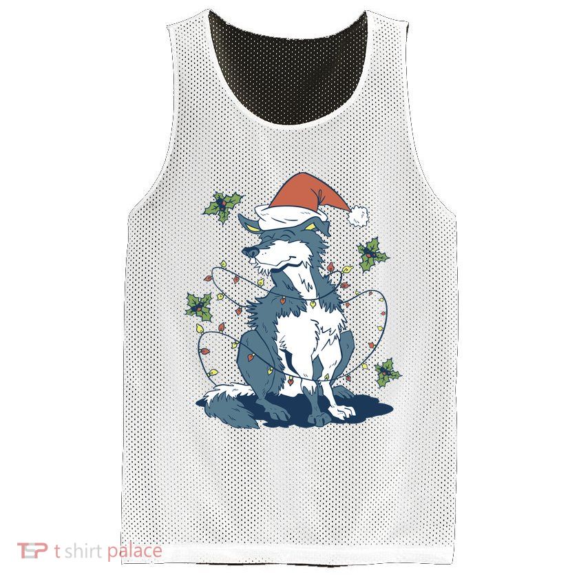 Siberian Husky Dog Christmas Holiday Mesh Reversible Basketball Jersey Tank
