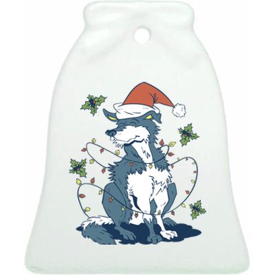 Siberian Husky Dog Christmas Holiday Ceramic Bell Ornament