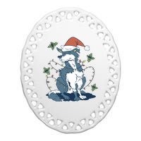 Siberian Husky Dog Christmas Holiday Ceramic Oval Ornament