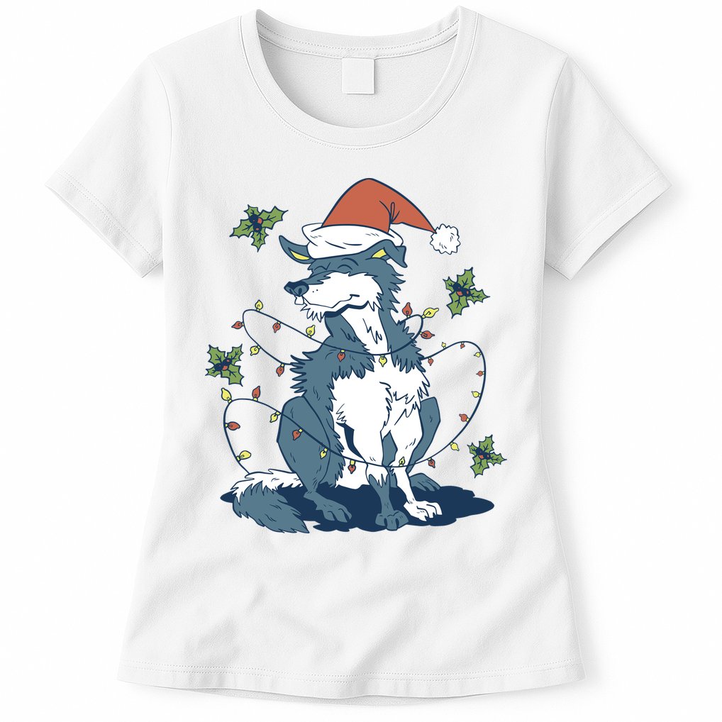 Siberian Husky Dog Christmas Holiday Womens T-Shirt