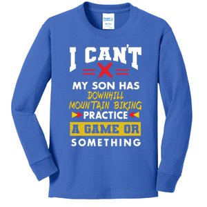 Son Has Downhill Mountain Biking Practice Funny Parents Cute Gift Kids Long Sleeve Shirt