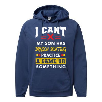 Son Has Dragon Boating Practice Funny Parents Humor Mom Dad Funny Gift Performance Fleece Hoodie