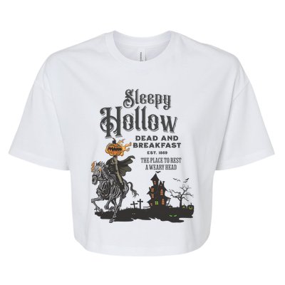 Sleepy Hollow Dead And Breakfast Est 1869 The Place To Rest A Weary Head Bella+Canvas Jersey Crop Tee