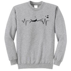 Spearfishing Heartbeat Diving Underwater Spear Fish Tall Sweatshirt