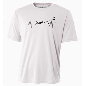 Spearfishing Heartbeat Diving Underwater Spear Fish Cooling Performance Crew T-Shirt