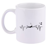 Spearfishing Heartbeat Diving Underwater Spear Fish 11oz C Handle Ceramic Mug