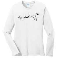 Spearfishing Heartbeat Diving Underwater Spear Fish Ladies Long Sleeve Shirt