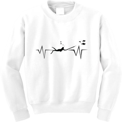 Spearfishing Heartbeat Diving Underwater Spear Fish Kids Sweatshirt