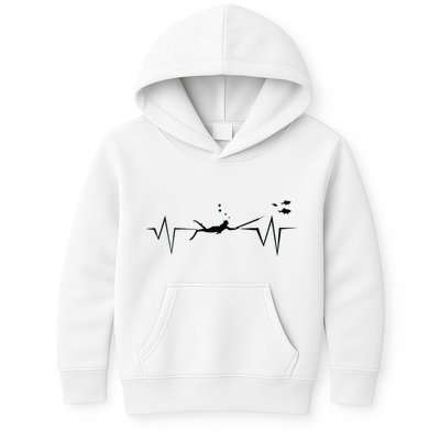 Spearfishing Heartbeat Diving Underwater Spear Fish Kids Hoodie