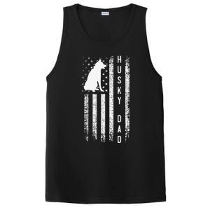 Siberian Husky Dog Breed American Flag Husky Lover Dog Dad PosiCharge Competitor Tank