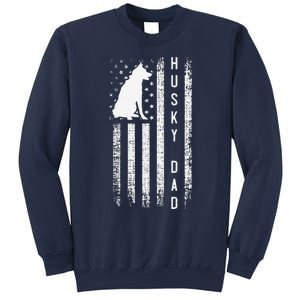 Siberian Husky Dog Breed American Flag Husky Lover Dog Dad Sweatshirt