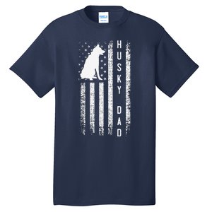 Siberian Husky Dog Breed American Flag Husky Lover Dog Dad Tall T-Shirt